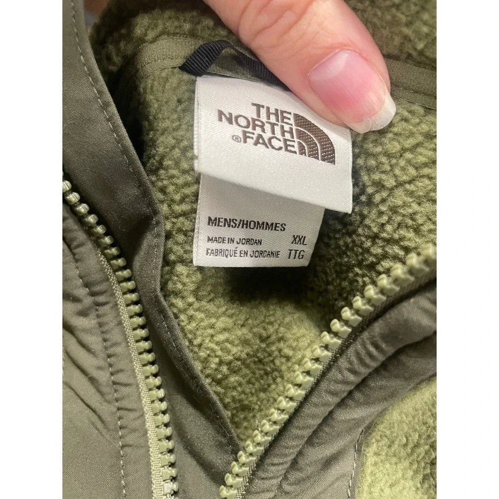 The North Face Mens XXL Olive Green Fleece Full Zip Sherpa Vest Jacket Pockets